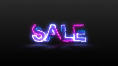 4k animasyon. Parlak renkli satılık metin kelimesi, Yanan Metin İfşası