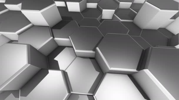 Animación 3D de una colmena de hexágono metálico . — Vídeo de stock