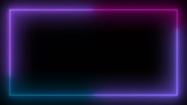 Neon bersinar penuh warna bingkai. Bentuk kotak animasi . — Stok Video