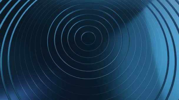 Modello cerchi 3d con effetto tende. Anelli blu metallici puliti animati . — Video Stock