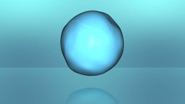 Niebieska świecąca kula obracająca się i odkształcająca. — Wideo stockowe