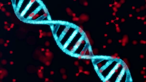 ADN abstrait sur fond sombre avec des particules volantes représentant les virus . 