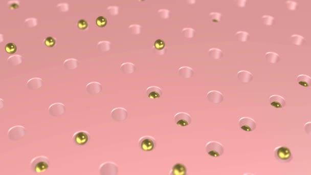 Маленькие золотые шарики прыгают на ярком фоне. Предпосылки для Вашего дизайна . — стоковое видео