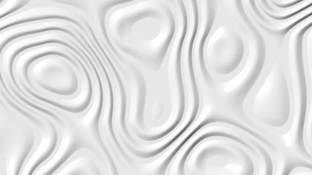 抽象的な3Dレンダリング。光沢のある白色のプラスチック表面変形、振動、および移動. — ストック動画