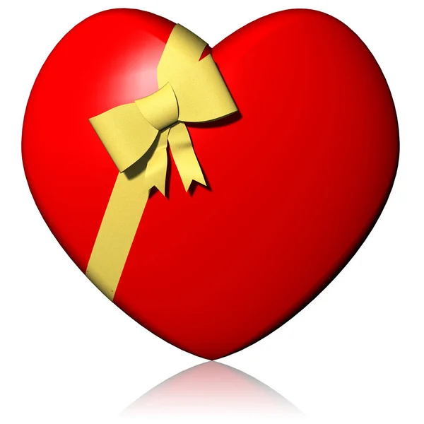 Red heart with white background — Stock Photo, Image