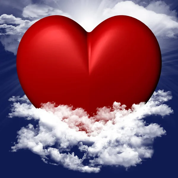 Valentine rood hart hemel — Stockfoto