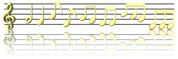 Pentagramma musicale Oro. Illustrazione 3D — Foto Stock