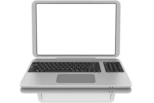 Beyaz bir arka planda gri laptop. — Stok fotoğraf