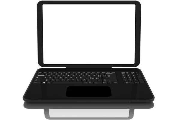 Laptop hitam pada latar belakang putih. — Stok Foto