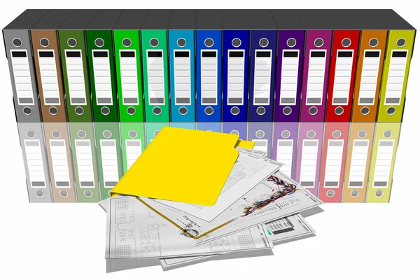 系列粘合剂彩色的文件夹 — 图库照片