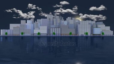 Şehir ve gündüz _ 3d çizim - videolar