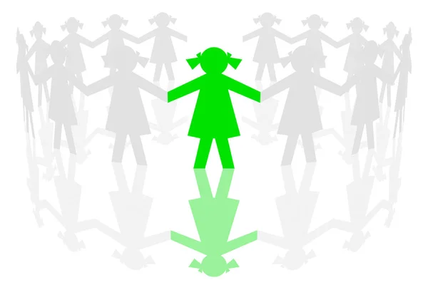Danza redonda líder mujer verde — Foto de Stock