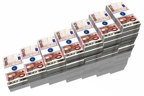 Zehn Euro. Banknoten erhöht. — Stockfoto
