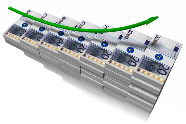20 유로입니다. 은행권 성장 차트 — 스톡 사진