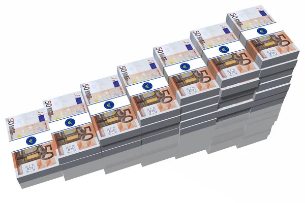 Fünfzig Euro. Banknoten erhöht. — Stockfoto