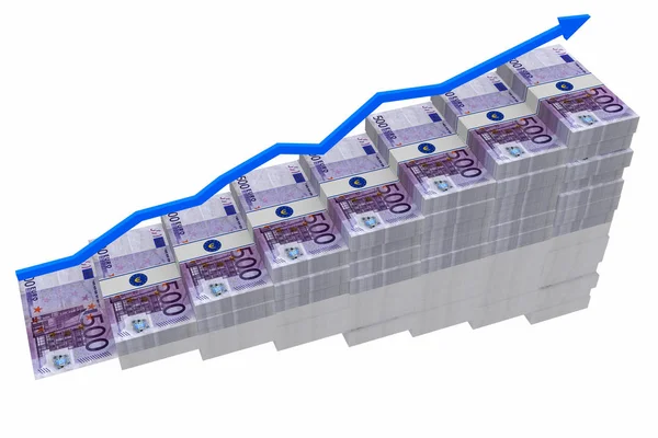 500 ユーロ。紙幣の成長チャート — ストック写真