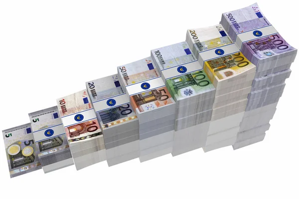 Euro. Banknoten erhöht. — Stockfoto