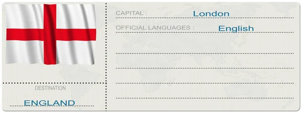 Inglaterra. Destino. Boleto. Tarjeta de embarque - ilustración 3D —  Fotos de Stock