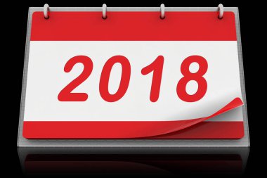   New Year's Eve, 2018 masa takvimi - 3d çizim 