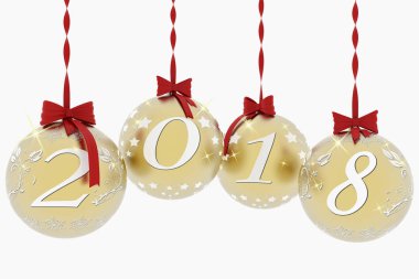 Yeni yıl 2018 Noel dekorasyon - 3d çizim