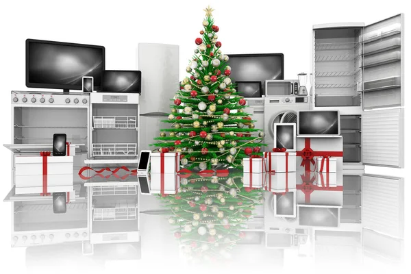 Christmas tree with gifts Technology -   3D illustration
