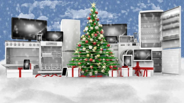 Hediyeler teknoloji - 3d çizim ile Noel ağacı