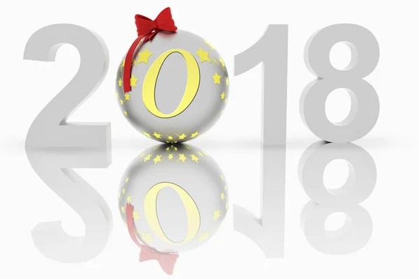 3D illustratie - video's. New Year 2018 kerst decoratie — Stockfoto