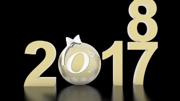 3D illustratie - video's. New Year 2018 kerst decoratie — Stockvideo