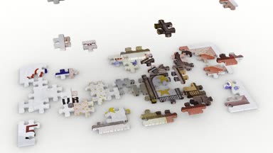  Videolar. 3D çizim. Beyaz arka plan üzerinde yapma bulmaca ve yığın 50 euro.