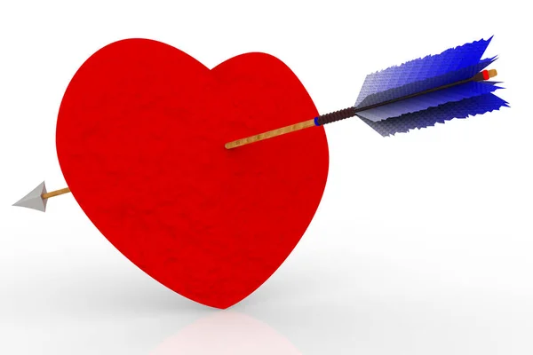 Ilustracja Miłości Walentynki Serce Przebite Odosobnioną Strzałą Symbolizującą Miłość — Zdjęcie stockowe