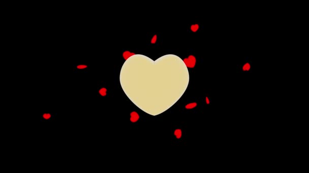 Videos Illustration Small Red Hearts Revolve Golden Central Heart Symbol — Stock Video