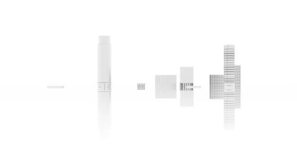 Videa Obrázek Panorama Města Expanze Bílém Pozadí Odleskem — Stock video