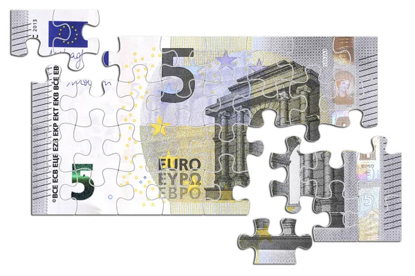 Illustration Fünf Euro Rätsel Auf Weißem Hintergrund — Stockfoto