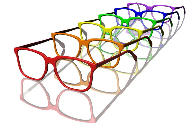 Serie Gafas Colores Sobre Fondo Blanco — Foto de Stock