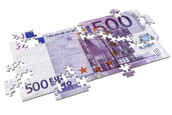 Illustration Fünfhundert Euro Puzzle Auf Weißem Hintergrund — Stockfoto