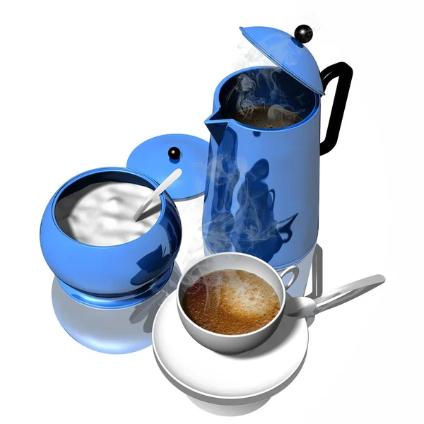 Hot Coffee Breakfast Coffee Break White Background — Stock Photo, Image