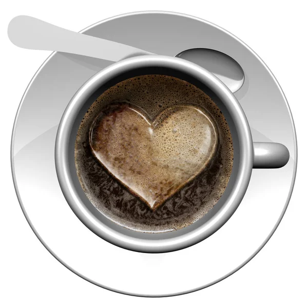 Csésze Kávé Szív Design — Stock Fotó