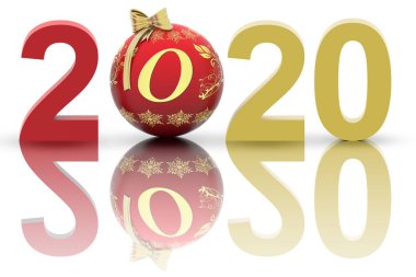 Yeni yıl 2020. Yeni Yıl 2020 sayıları ve Noel süslemeleri ile