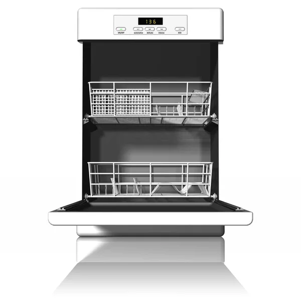 Техника Посудомоечная Машина Изолированный Белой Спине — стоковое фото