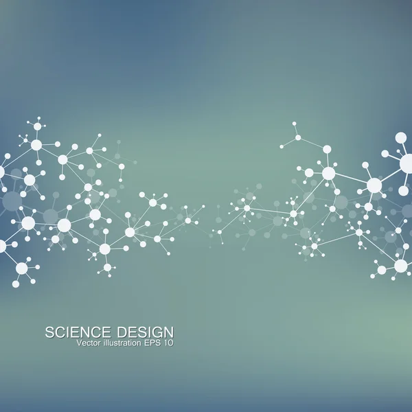 Molekul struktur DNA dan neuron. Atom struktural. Senyawa kimia. Kedokteran, ilmu pengetahuan, konsep teknologi. Latar belakang abstrak Geometrik. Vektor ilustrasi untuk desain Anda . - Stok Vektor