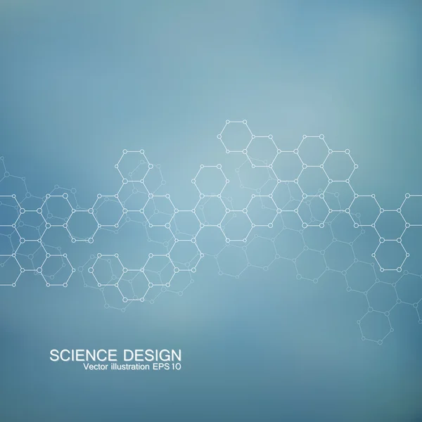 構造分子 Dna とニューロン。構造の原子。化学化合物。医学、科学、技術の概念。幾何学的な抽象的な背景。あなたのデザインのベクトル図. — ストックベクタ