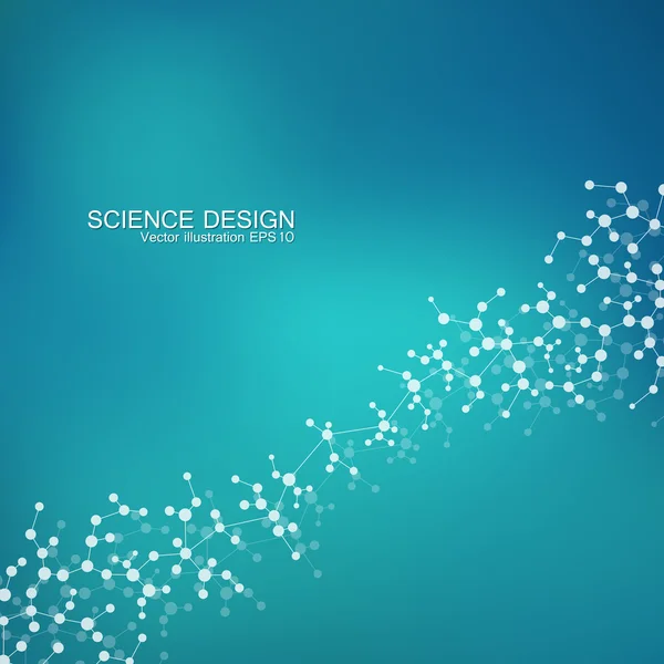 Struktur-molekyl Dna och nervceller. Strukturella atom. Kemiska föreningar. Medicin, vetenskap, teknik-konceptet. Geometriska abstrakt bakgrund. Vektorillustration för din design. — Stock vektor