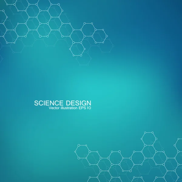 Structure molécule d'ADN et de neurones. L'atome structurel. Composés chimiques. Médecine, science, concept technologique. Fond abstrait géométrique. Illustration vectorielle pour votre design . — Image vectorielle