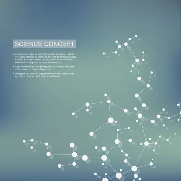 Struttura molecolare di DNA e neuroni. atomo strutturale. Composti chimici. Medicina, scienza, tecnologia. Sfondo geometrico astratto. Illustrazione vettoriale per il tuo design . — Vettoriale Stock