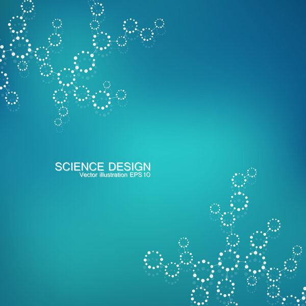 Structure molecule of DNA and neurons. Structural atom. Chemical compounds. Medicine, science, technology concept. Geometric abstract background. Vector illustration for your design.