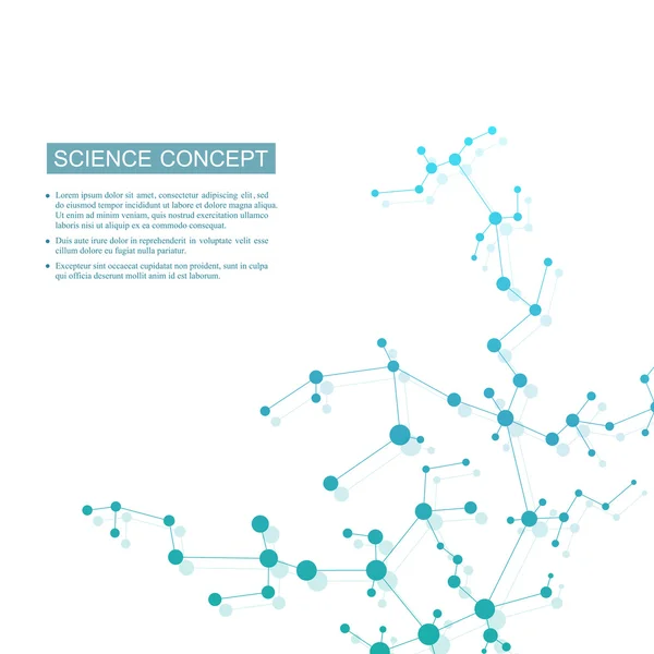 Structure molécule d'ADN et de neurones. L'atome structurel. Composés chimiques. Médecine, science, concept technologique. Fond abstrait géométrique. Illustration vectorielle pour votre design . — Image vectorielle