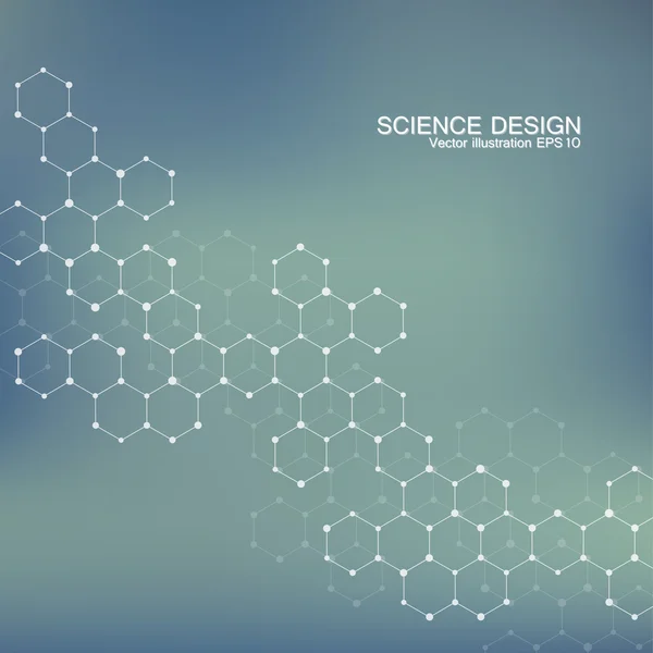 Estructura de la molécula de ADN y neuronas. Átomo estructural. Compuestos químicos. Medicina, ciencia, concepto tecnológico. Fondo abstracto geométrico. Ilustración vectorial para su diseño . — Vector de stock