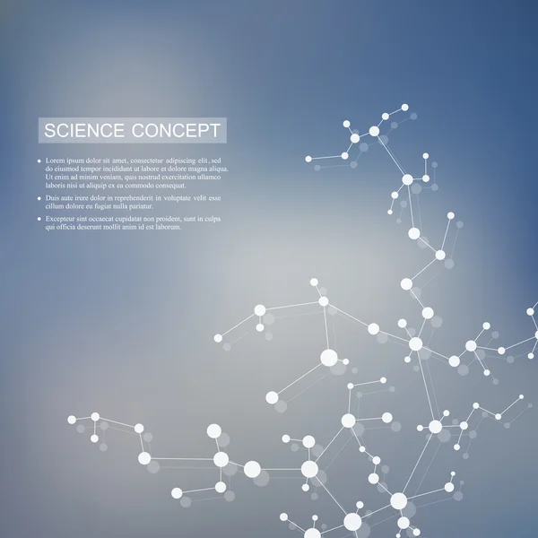 Struttura molecolare di DNA e neuroni. atomo strutturale. Composti chimici. Medicina, scienza, tecnologia. Sfondo geometrico astratto. Illustrazione vettoriale per il tuo design . — Vettoriale Stock