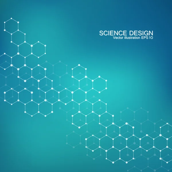 Struttura molecolare di DNA e neuroni. atomo strutturale. Composti chimici. Medicina, scienza, tecnologia. Sfondo geometrico astratto. Illustrazione vettoriale per il tuo design . — Vettoriale Stock