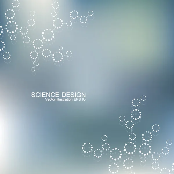 Estructura de la molécula de ADN y neuronas. Átomo estructural. Compuestos químicos. Medicina, ciencia, concepto tecnológico. Fondo abstracto geométrico. Ilustración vectorial para su diseño . — Vector de stock